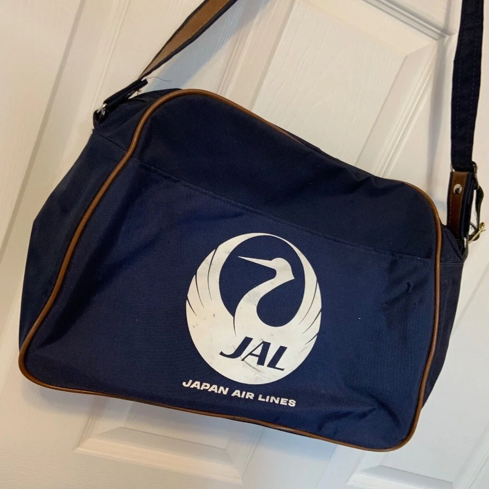 Vintage 1970s Japan Air Lines JAL Canvas Carry-On Bag